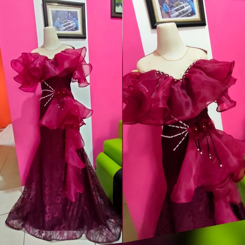 baju singer/baju penyanyi/baju pesta/full brokat dada rempel