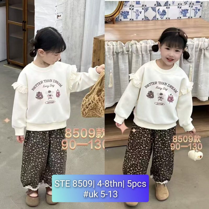 Set celana sweater vintage anak perempuan