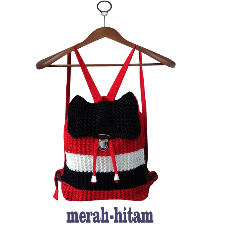 Tas Ransel Rajut Combinasi Wanita Premium
