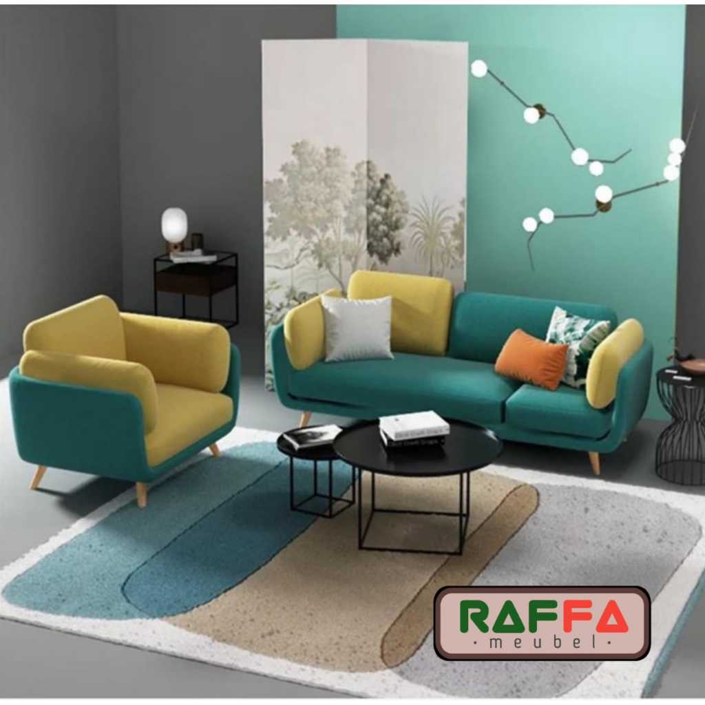 R08 RAFFA MEUBEL - Sofa Retro Scandinavian Nyaman, Bisa Request Warna & Bahan, COD Area Jabodetabek