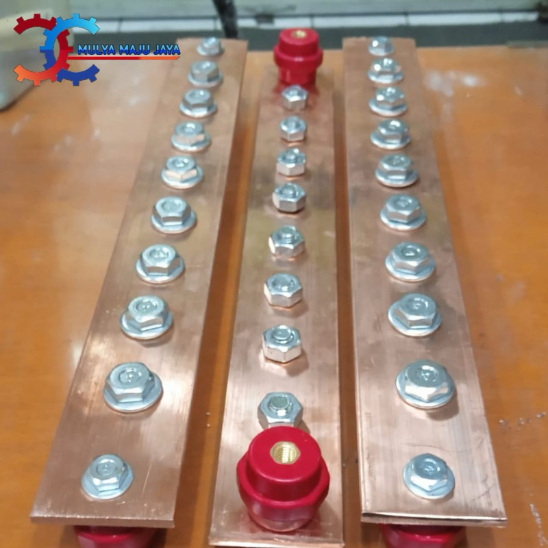 busbar tembaga 10mm x 30mm x 200mm 5baut M8 Busbar custom