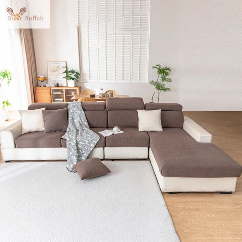 Sofa set L minimalis model kursi sofa kayu jati