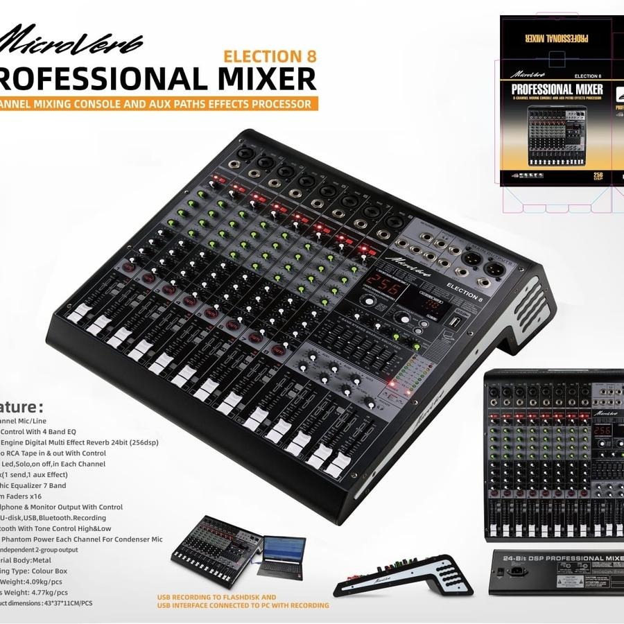MIXER AUDIO MICROVERB ELECTION 8 CHANNEL MIXER MICROVERB ELECTION8
