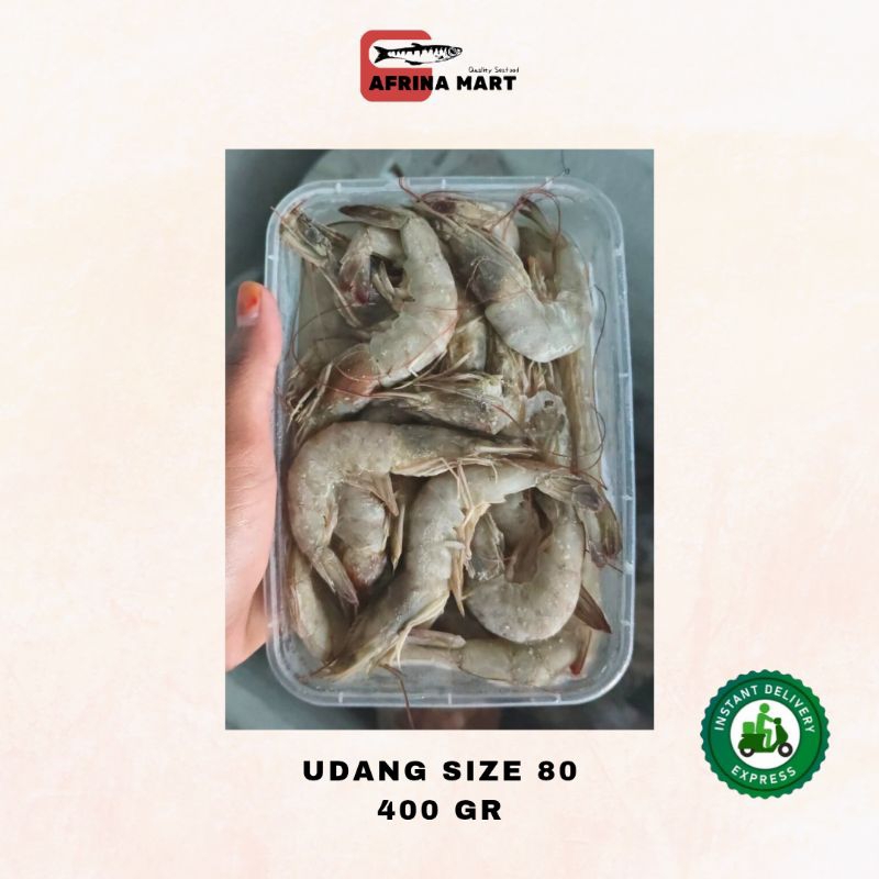 

Udang size 80 netto 400 gram Frozen - Kirim Instant Afrina Mart