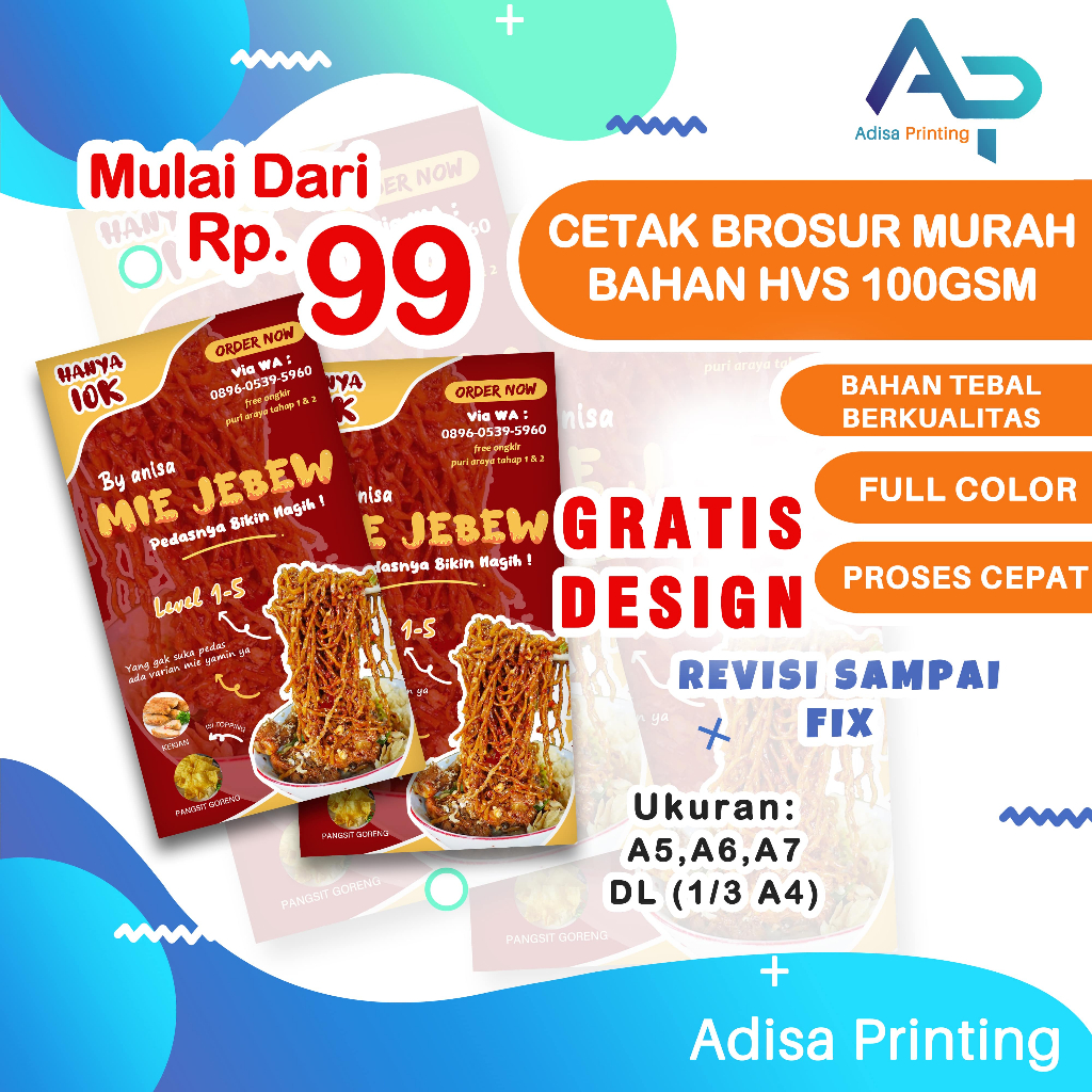 

CETAK BROSUR MURAH | GRATIS DESAIN | BAHAN HVS 100 GSM