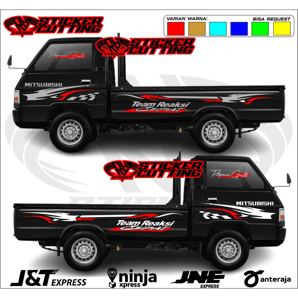 Cutting Stiker Mobil Pickup L300 Stiker Striping stars Mobil Pickup Mitsubishi L300 bisa custom nama