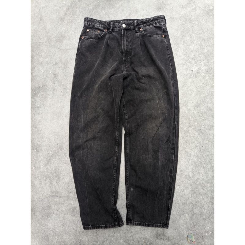 Celana Balloon Jeans H&M Black Washed Second
