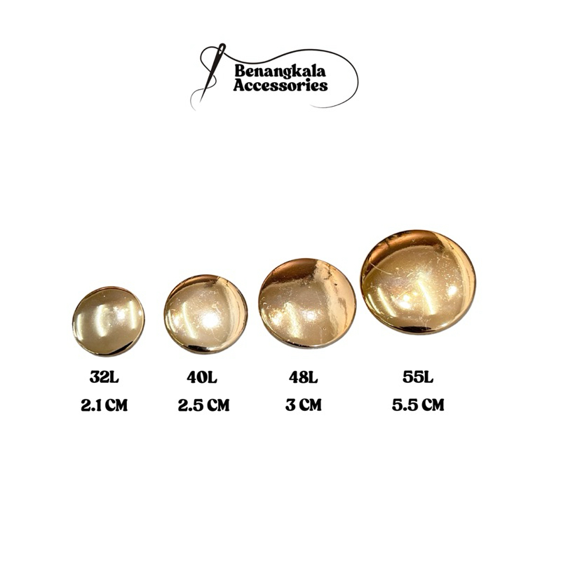 Kancing Emas Gold Gepeng Jamur Datar Button Besar Baju Elegan Mewah Isi 144 Pcs Bisa Cod