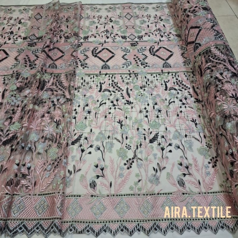 New Kain Tile Valentino/ Garden Tile/ Tile Kebaya Korea/ Bahan Brokat Kebaya/ Harga persetengah mete