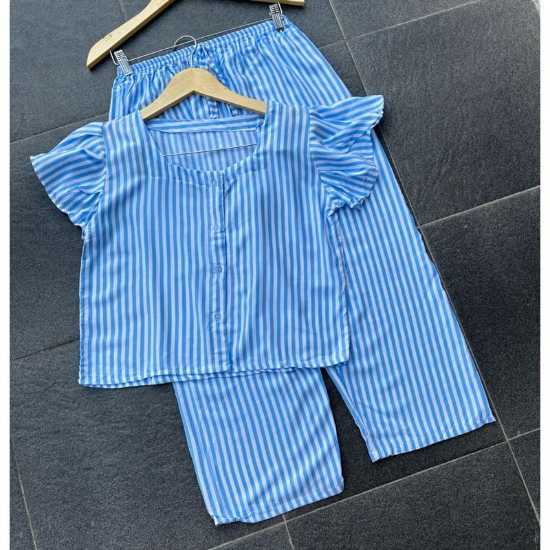 Set Caca Motif Salur Bahan Rayon