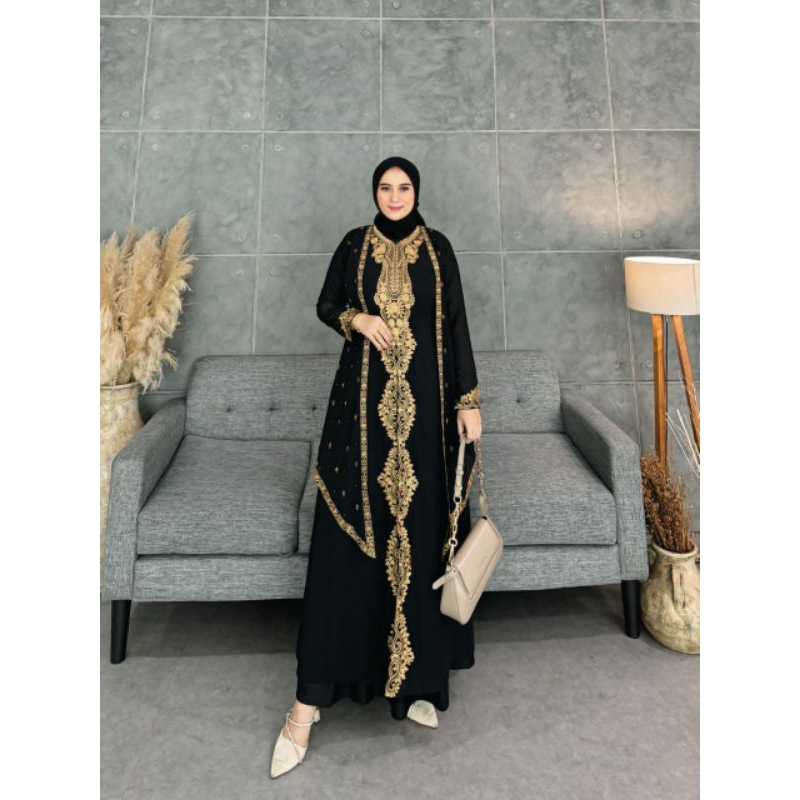 Abaya Sultan Turki Arab Model Semi Outer Terbaru Mewah Jersey Premium Mix Ceruti COD