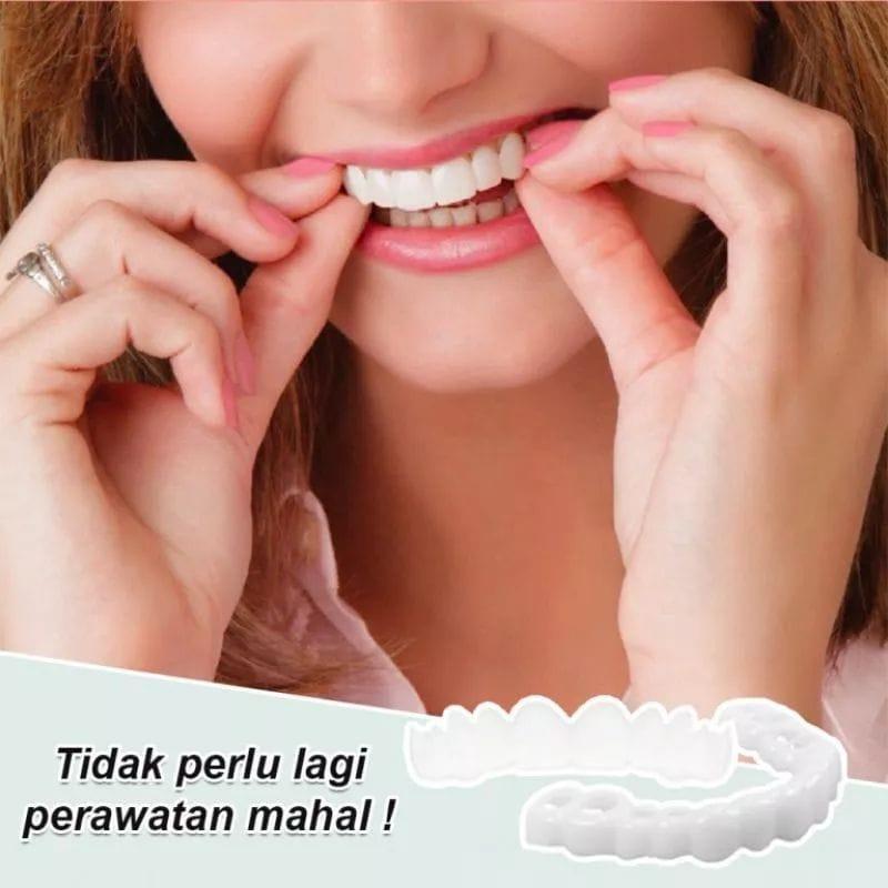 [BISA COD] Snap On Smile Atas Bawah Gigi Palsu Silikon / Veener Gigi