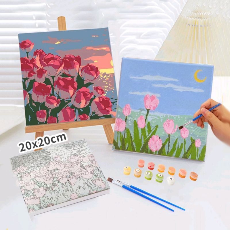 

Paint By Number Kit 20x20cm Kanvas Siap Lukis / DIY Canvas Acrylic Aesthetic / Diy Digital Painting Canvas Lukisan Bunga Pemandangan Wall Decoration Paint Kartun DIY Painting Kit Canvas Melukis Mewarnai 20x20 Kartun Set Melukis Sesuai Dengan Urutan Angka
