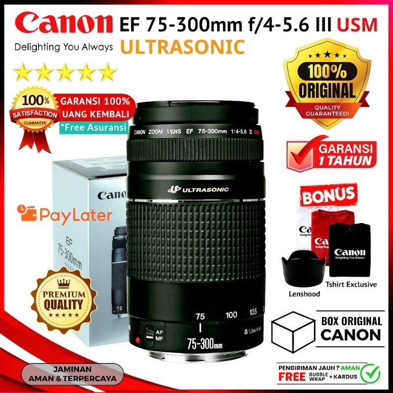 Lensa Tele Canon EF 75-300mm f/4-5.6 III USM ULTRASONIC for Canon DSLR APSC & Full Frame - Terbaik M