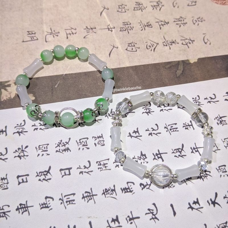 GELANG MANIK KACA / GELANG GIOK / GELANG MANIK KACA GIOK / GELANG INSPIRASI CHINA / MANIK KACA GIOK 