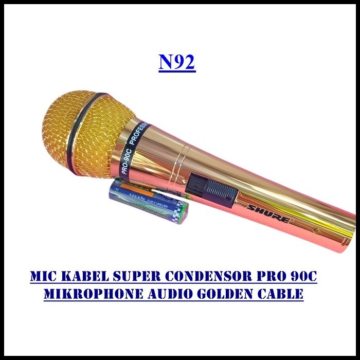 N92 MIC KABEL SUPER CONDENSOR PRO 90C MIK KONDENSOR PEKA SENSITIF MIKROPHONE AUDIO GOLDEN CABLE CAB