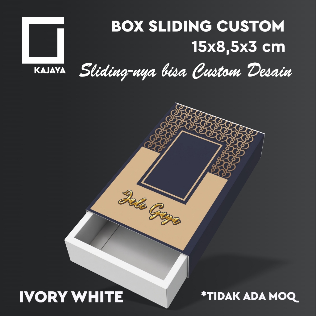 

Box Sliding Custom 15x8,5x3 cm Parfum 30 mm Kemasan Kado Gift Cokelat Dubai Scarf Packaging Buku Notes Book Aksesori HP
