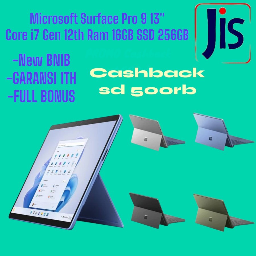 Microsoft Surface Pro 9 13" Core i7-1265U Intel EVO Ram 16GB SSD 256GB NEW Laptop Tablet