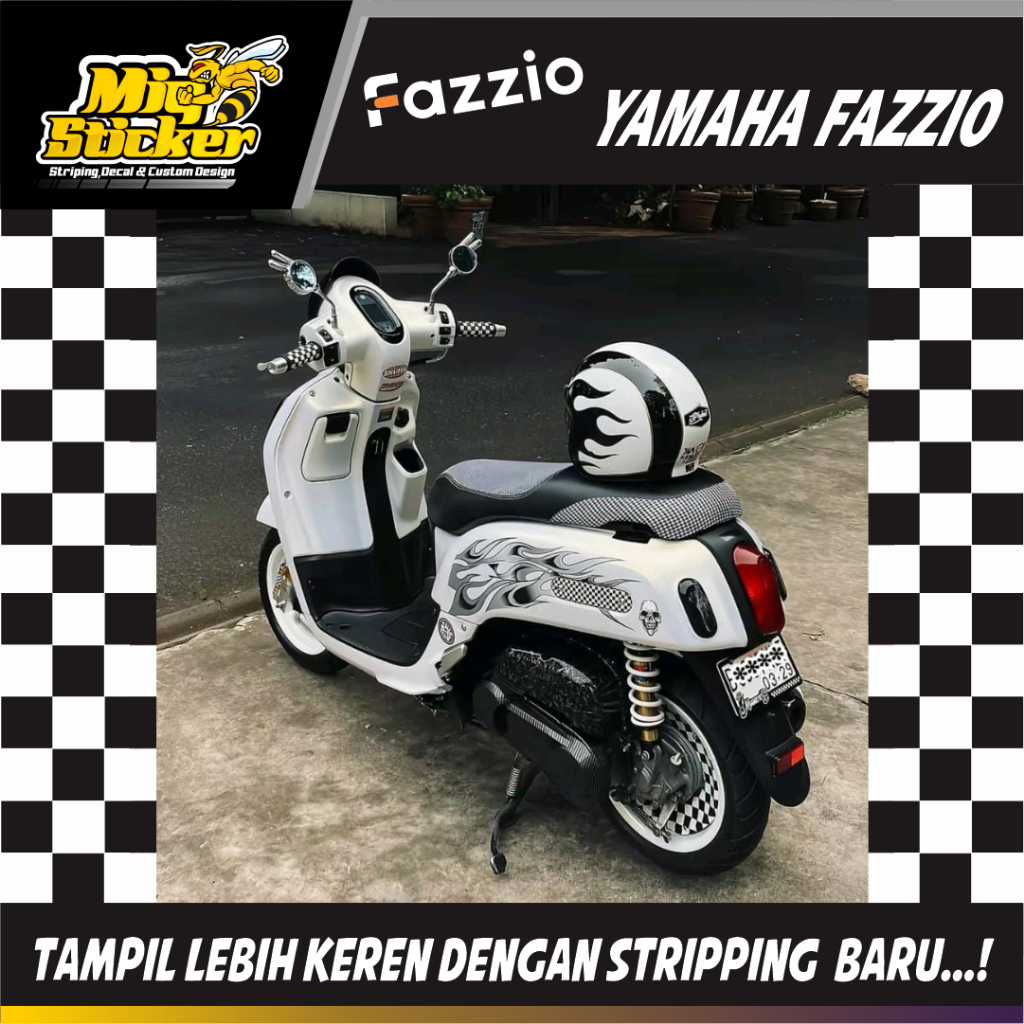 STRIPPING STICKER YAMAHA FAZZIO KALCER TERBARU DESAIN FIRE SKULL