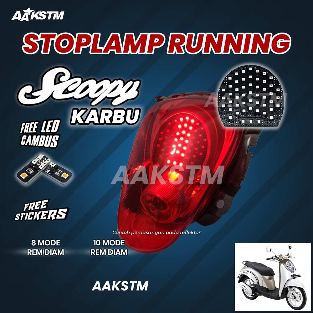 Stoplamp Running Led Scoopy Karbu Lampu Rem 8 10 Mode Variasi Aa Kstm