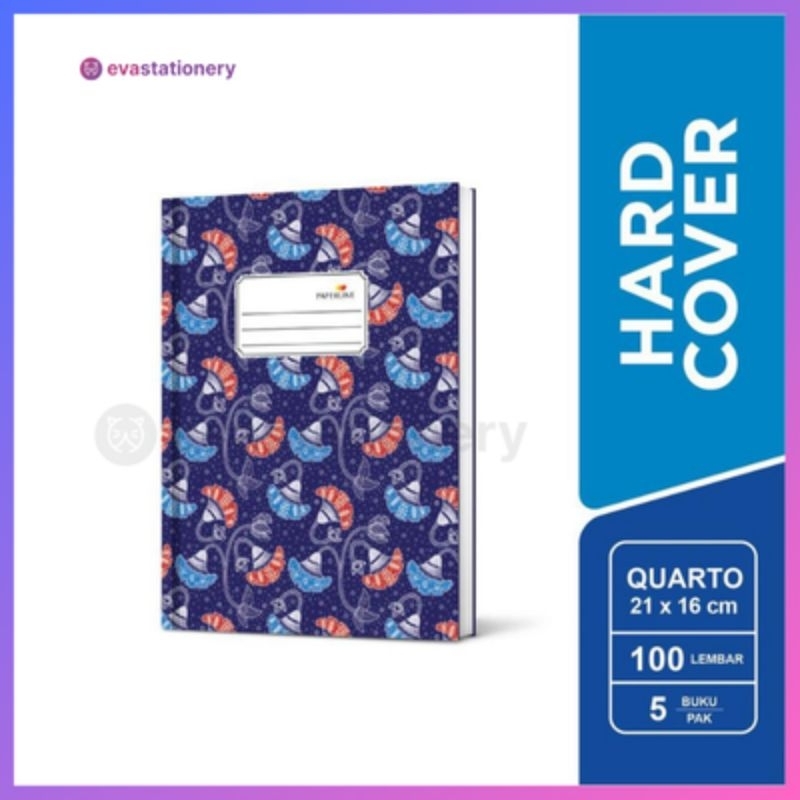 

Paperline Buku Tulis Hard Cover Quarto A5 Bergaris 100 Lembar