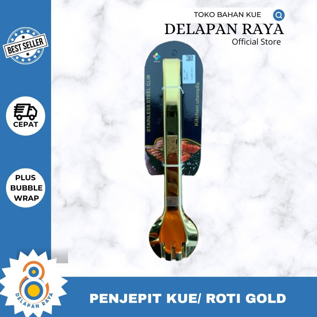 Delapan Raya Penjepit Capitan Makanan Roti Kue Stainless / Kitchen Ware / Penjepit Capitan Makanan R
