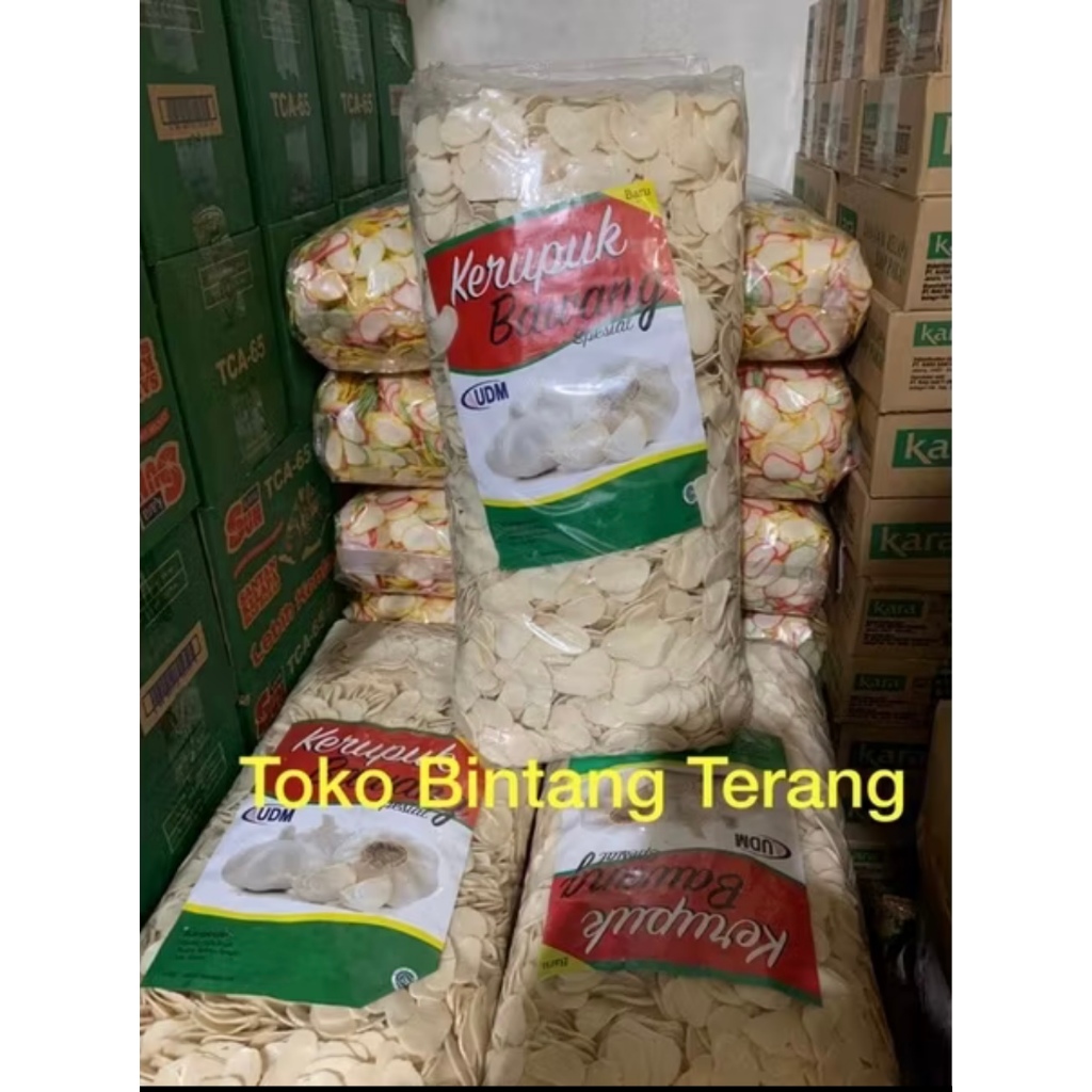 

Kerupuk / Krupuk Bawang Spesial UDM 5kg Warna / Putih 1 Bal Ball Dus 5 kg Karton Warna Warni