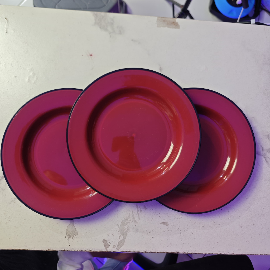 PIRING RAMEN TERBARU / 1 Pcs PIRING MAKAN PLASTIK TEBAL / PIRING MAKAN WARNA HITAM MERAH / BUKAN PIR