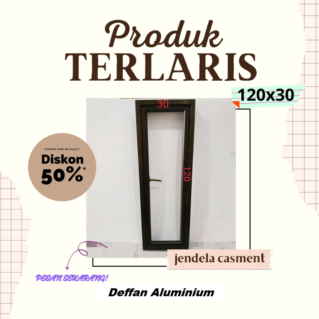 kusen jendela aluminium 120x30