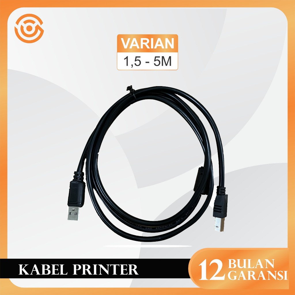 Voc Kabel Printer USB 2.0 AM to BM - Kabel Data untuk Epson, Canon, Scanner & Mesin Percetakan