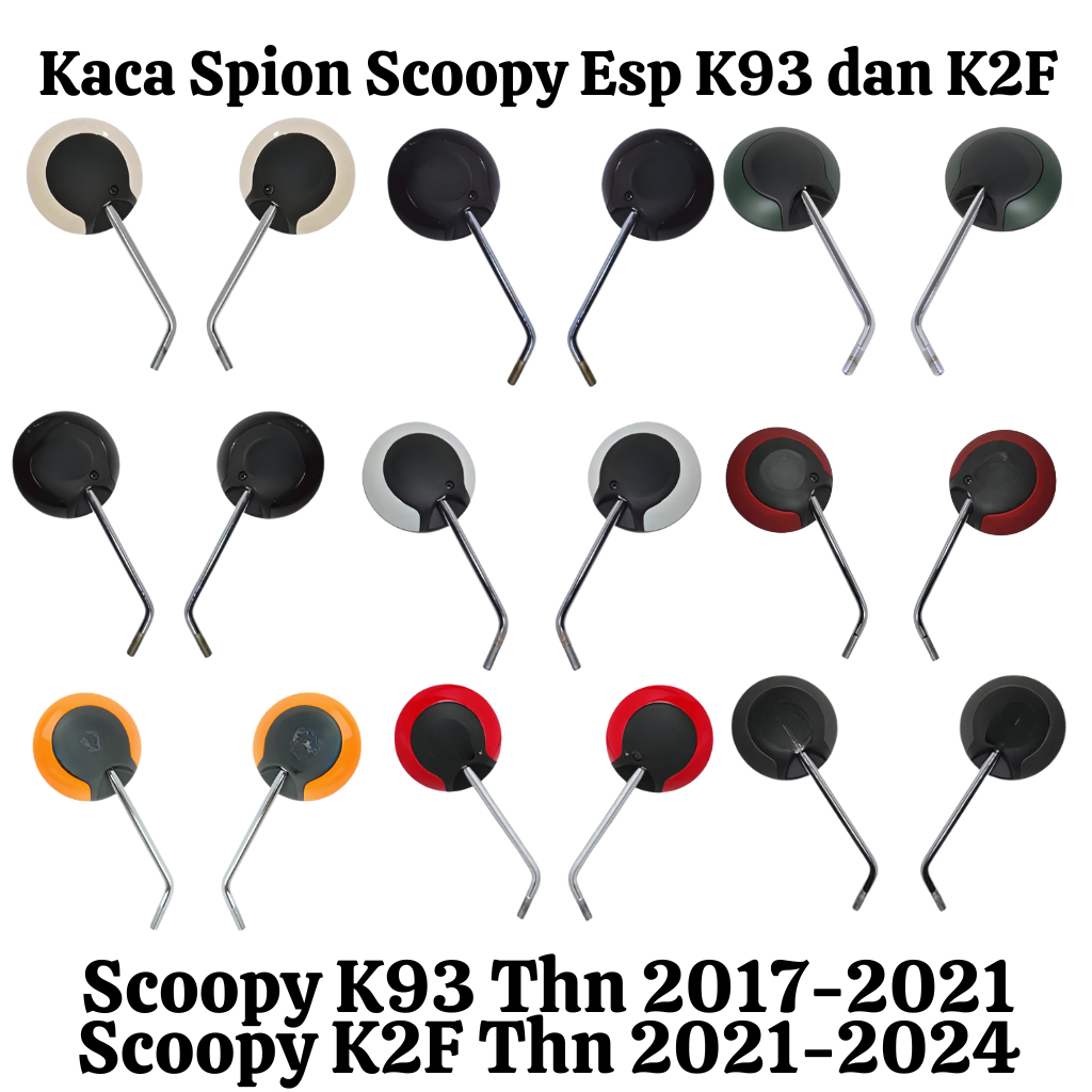 Kaca spion scoopy esp new 2021 prestige k2f hitam putih merah doff orange grey doff silver hijau kan