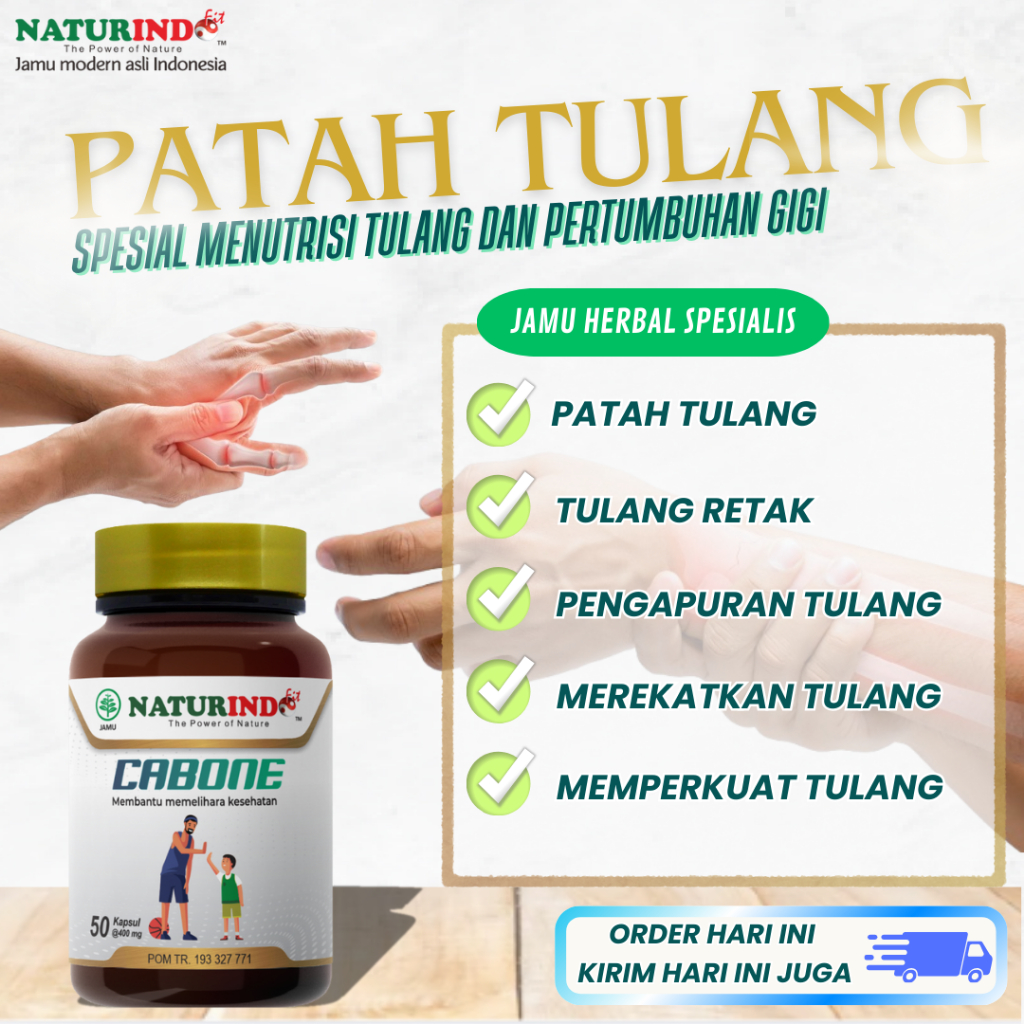 Suplemen Penguat Nutrisi Tulang Patah Tulang Retak Pertumbuhan Gigi Herbal CABONE Naturindo fit