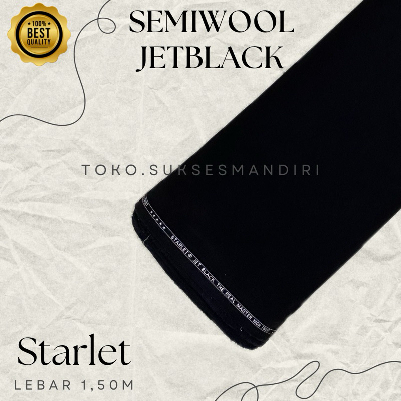 [JS] BAHAN KAIN JAS JETBLACK STARLET SEMIWOOL / BAHAN KAIN JAS HITAM HALUS / SEMIWOOL JAS FORMAL / B