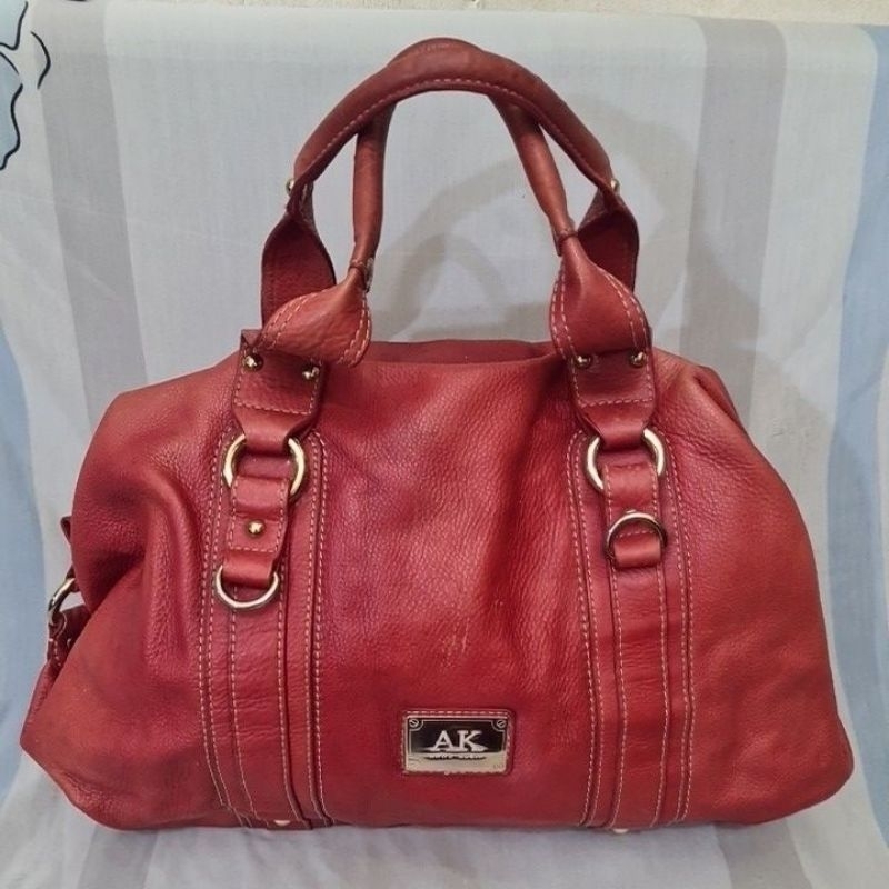 Tas Kulit Asli ANNE KLEIN Satchel Carmine