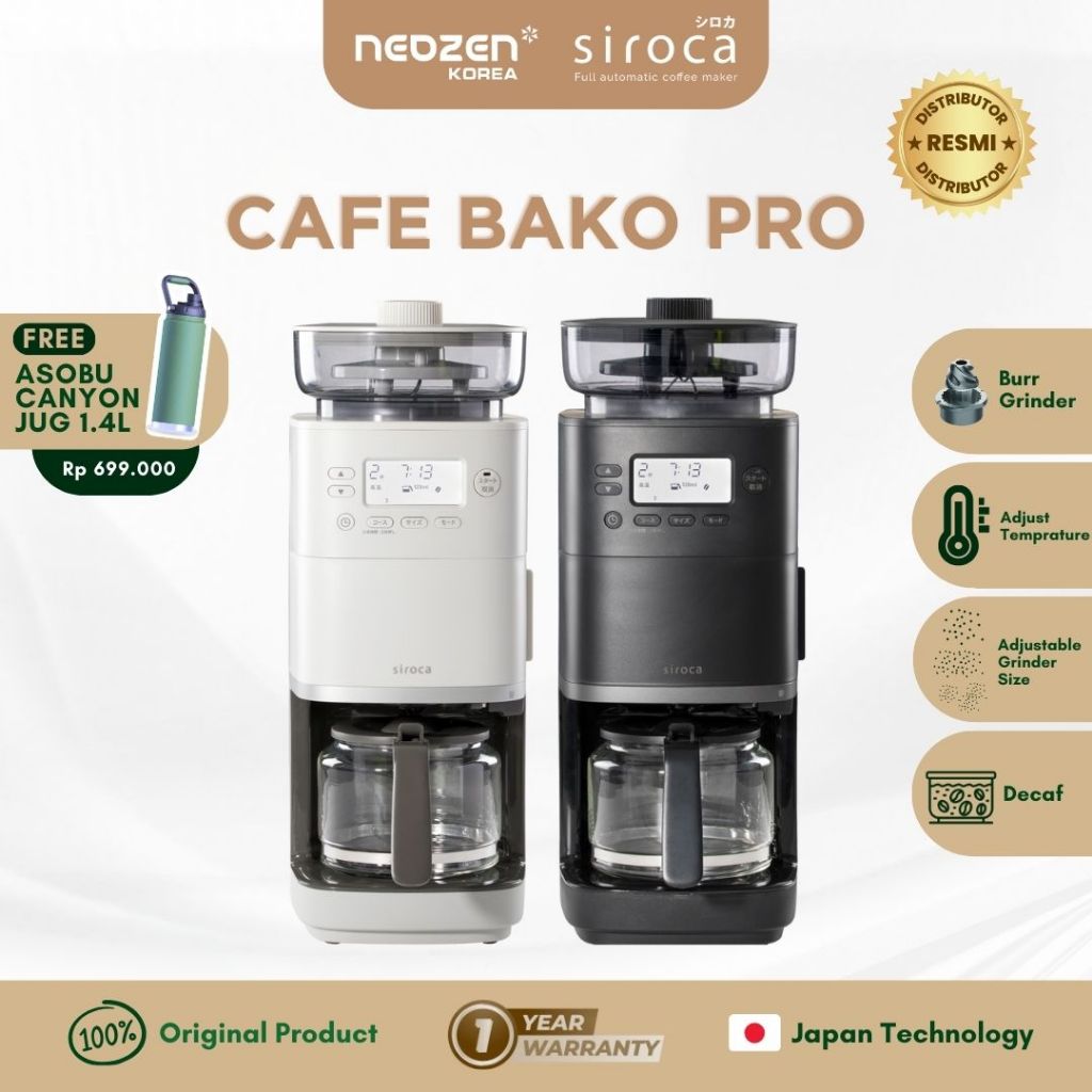 Siroca Cafe Bako Pro Fully Automatic Coffee Maker - Mesin Kopi Otomatis Terbaru (Black / Light Grey)