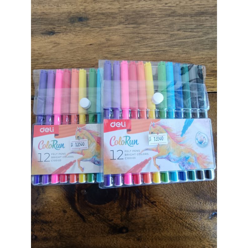

DELI COLOURUN FELT PENS BRIGHT COLORS 12 WARNA