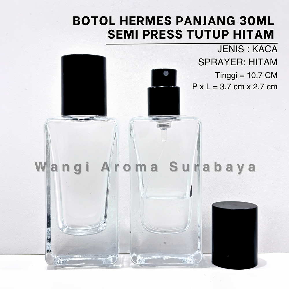 Botol Parfum Hermes Panjang 30ML Spray Hitam - Botol Parfum Hermes 30ML - Botol Parfum 30ML