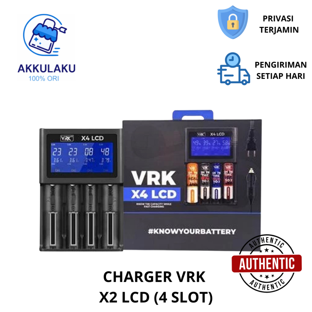 (Authentic) Charger VRK X4 LCD - Charger Battery VRK X4 LCD Fast Charging 4 Slot