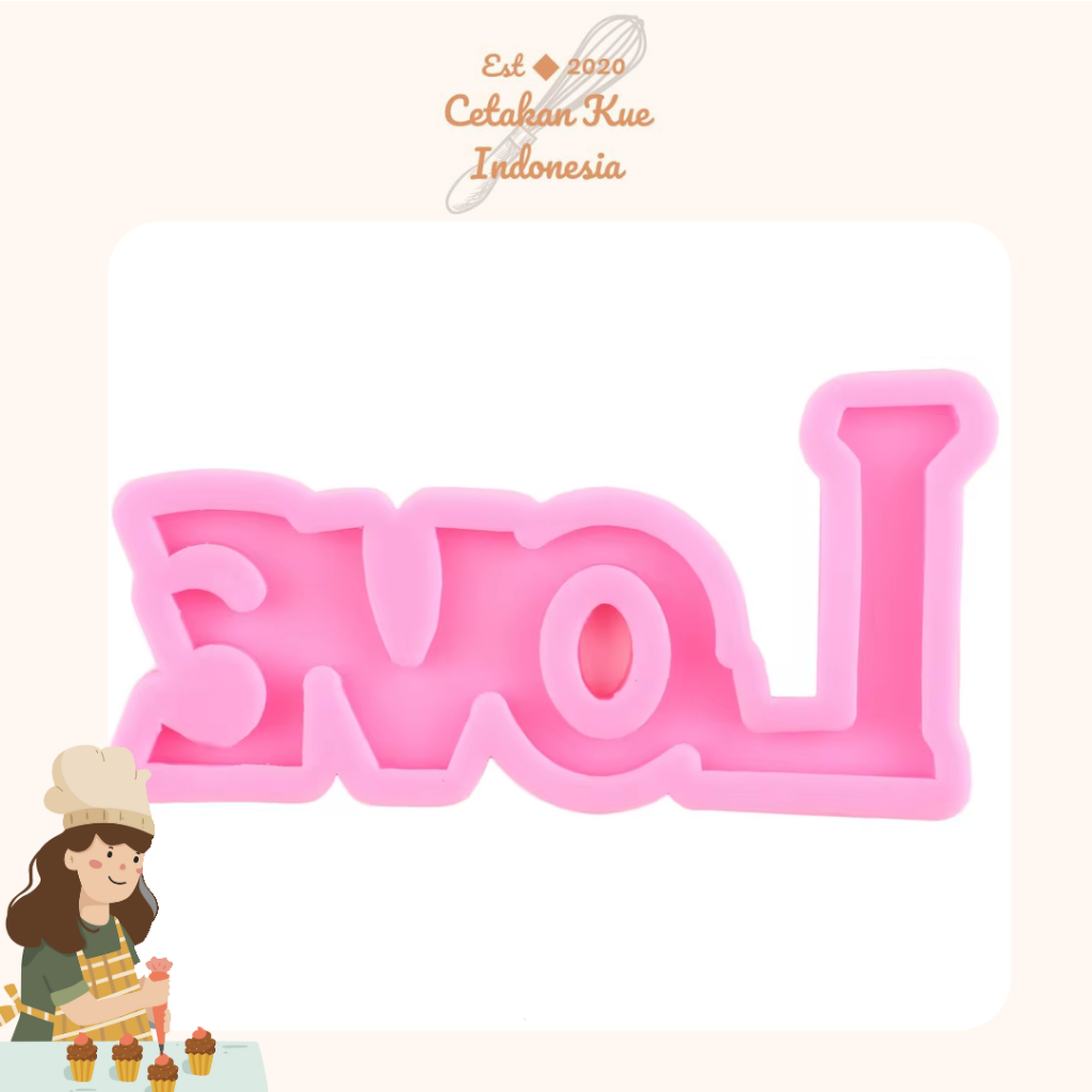 {CKI} Cetakan Coklat Fondant Love | Cetakan Silikon Coklat Fondant Tulisan Love