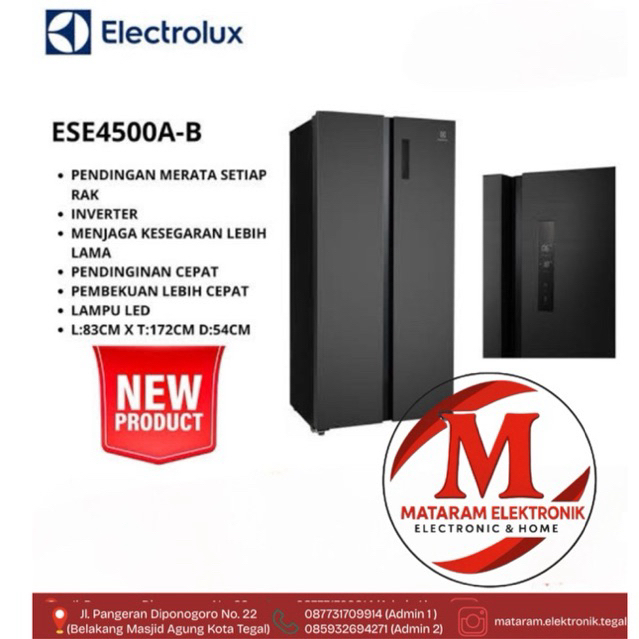KULKAS 2 PINTU SIDE BY SIDE ELECTROLUX ESE4500 (INVERTER 439L)
