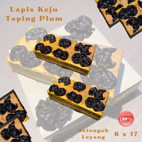 

KUE LAPIS SPESIAL TOPING PLUM TANPA TEPUNG SETENGAH LOYANG 8 X 17 PRUNES WISMAN 100% HALAL