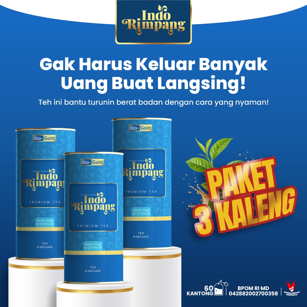 

Paket 3 Kaleng Indo Rimpang Premium Tea - Isi 20 Kantung Teh Celup Herbal 100% Dari Bahan Alami ala JSR Aman Untuk Detox Diet