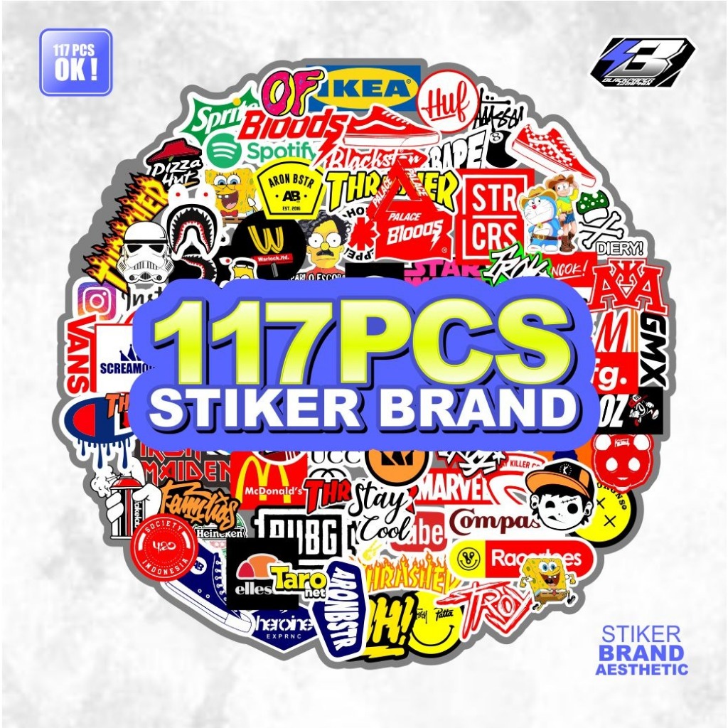 

117 pcs Stiker Vynil Hypebeast Waterproof Aesthetic Lucu untuk Case Laptop,Motor dan Helm - Paper Stationary Pack