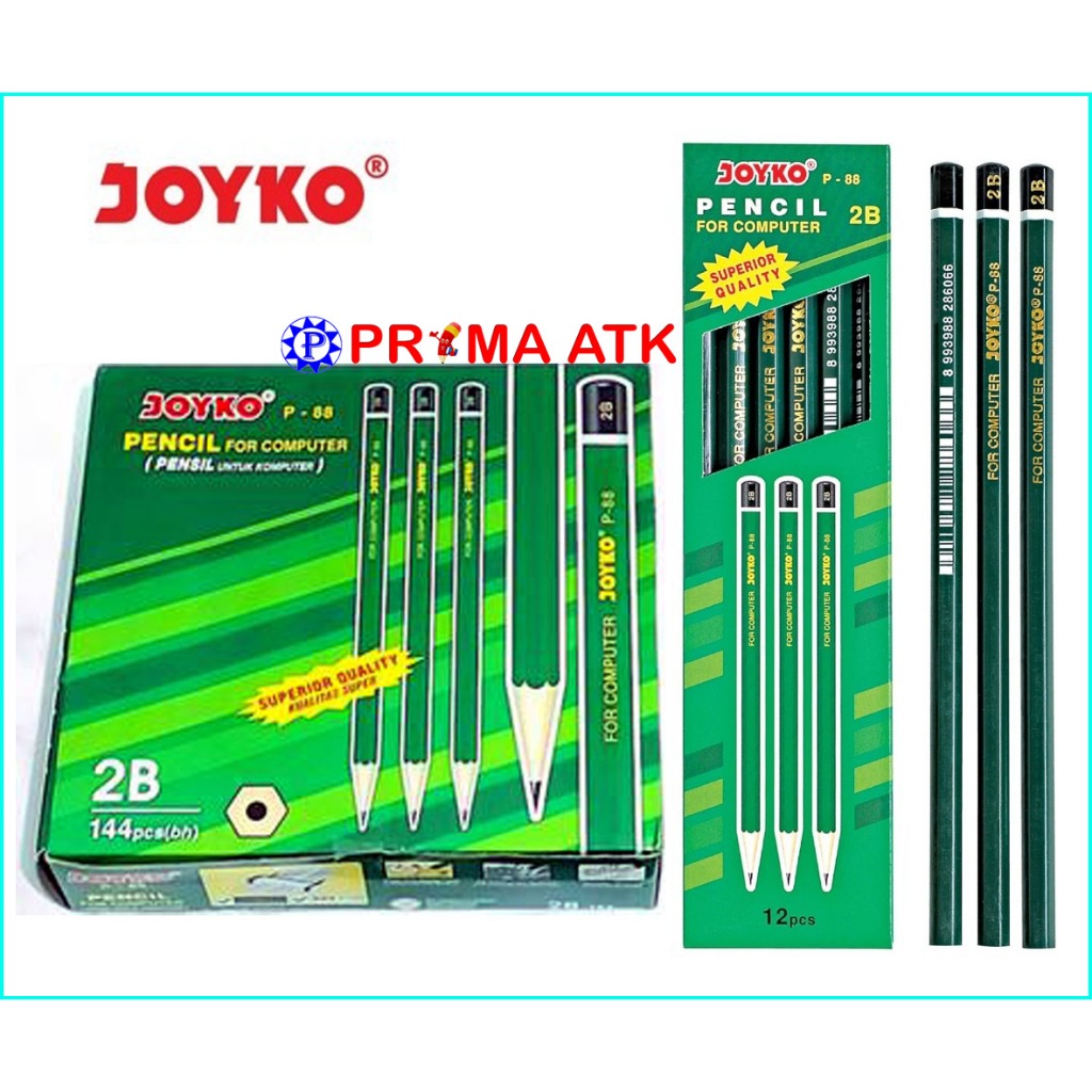 

(144 PCS / 12 PAX / 1 BOX) Pensil Kayu Joyko 2B P88 ( Hijau ) Terlaris Favorite / Wooden Pencil P 88 / Pensil Murah Raut P-88