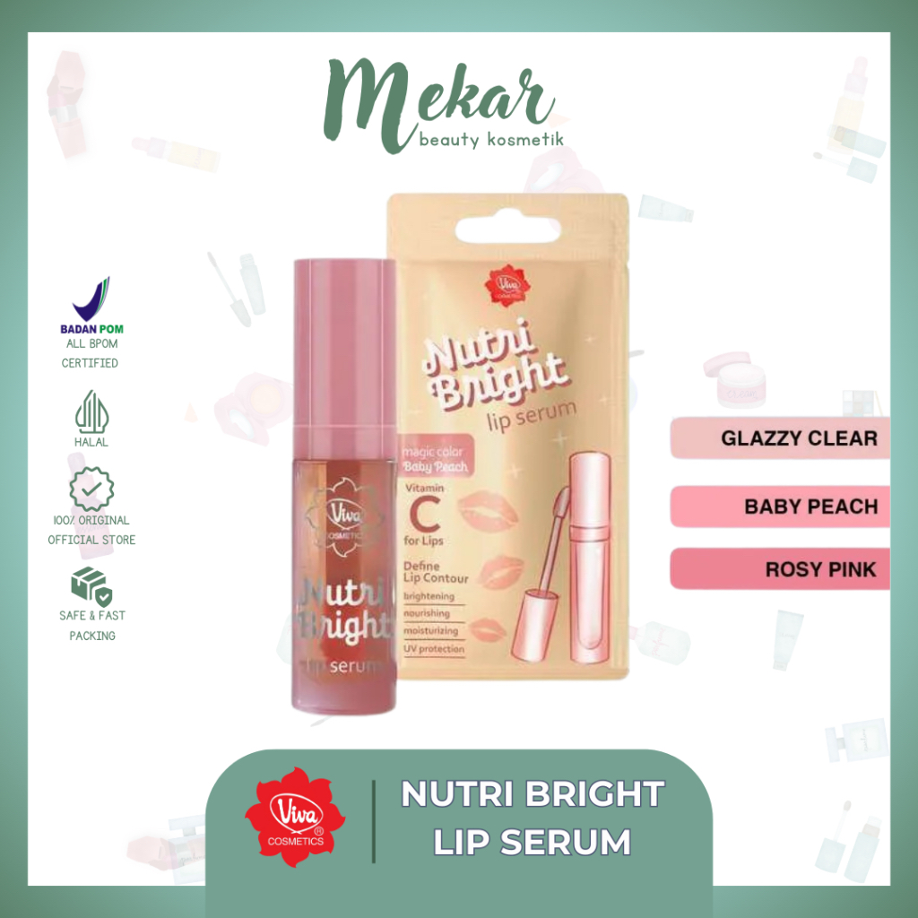 VIVA Nutri Bright Lip Serum | Avocado oil | Vit C & E | HALAL BPOM