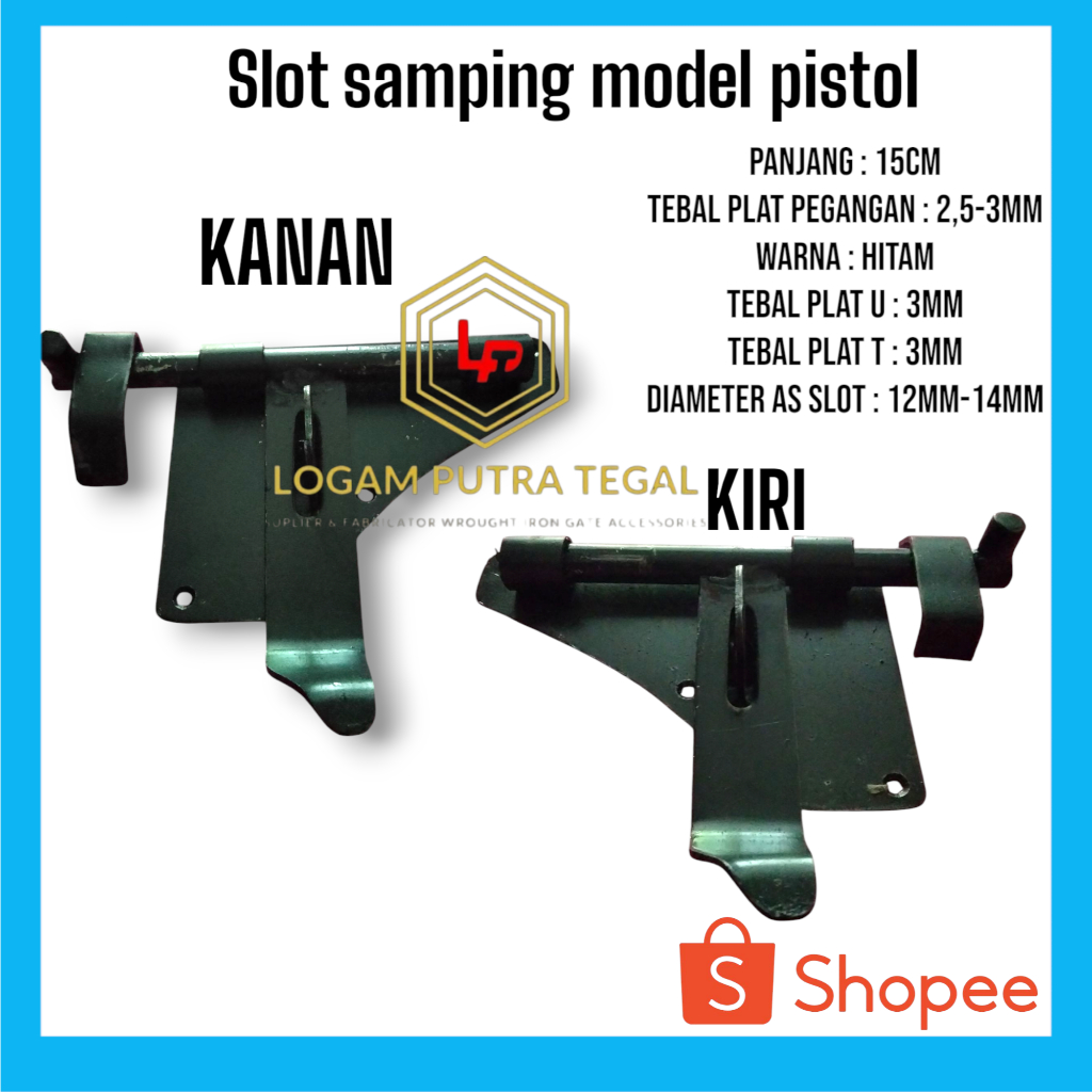 slot samping hitam model pistol | Grendel pintu besi model pistol | aksesoris pintu pagar besi