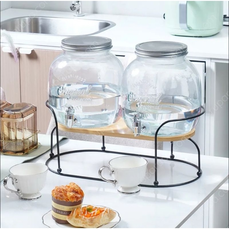 Appetite Dispenser Minuman Kaca Set 2 Unit x 4 Liter / Beverage Dispenser