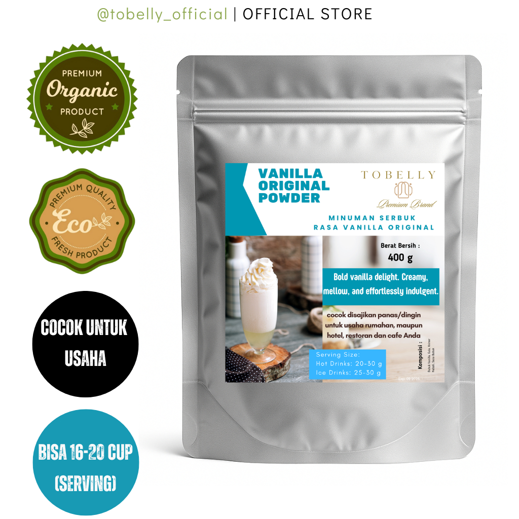 

[Premium] Tobelly Vanilla Original Powder Frappe – Bubuk Vanilla Vanili 400 g untuk Kafe & Rumahan