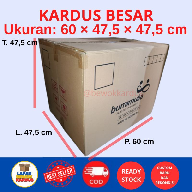 

kardus besar ukuran 60 × 47,5 × 47,5 cm. 1 play rekondisi