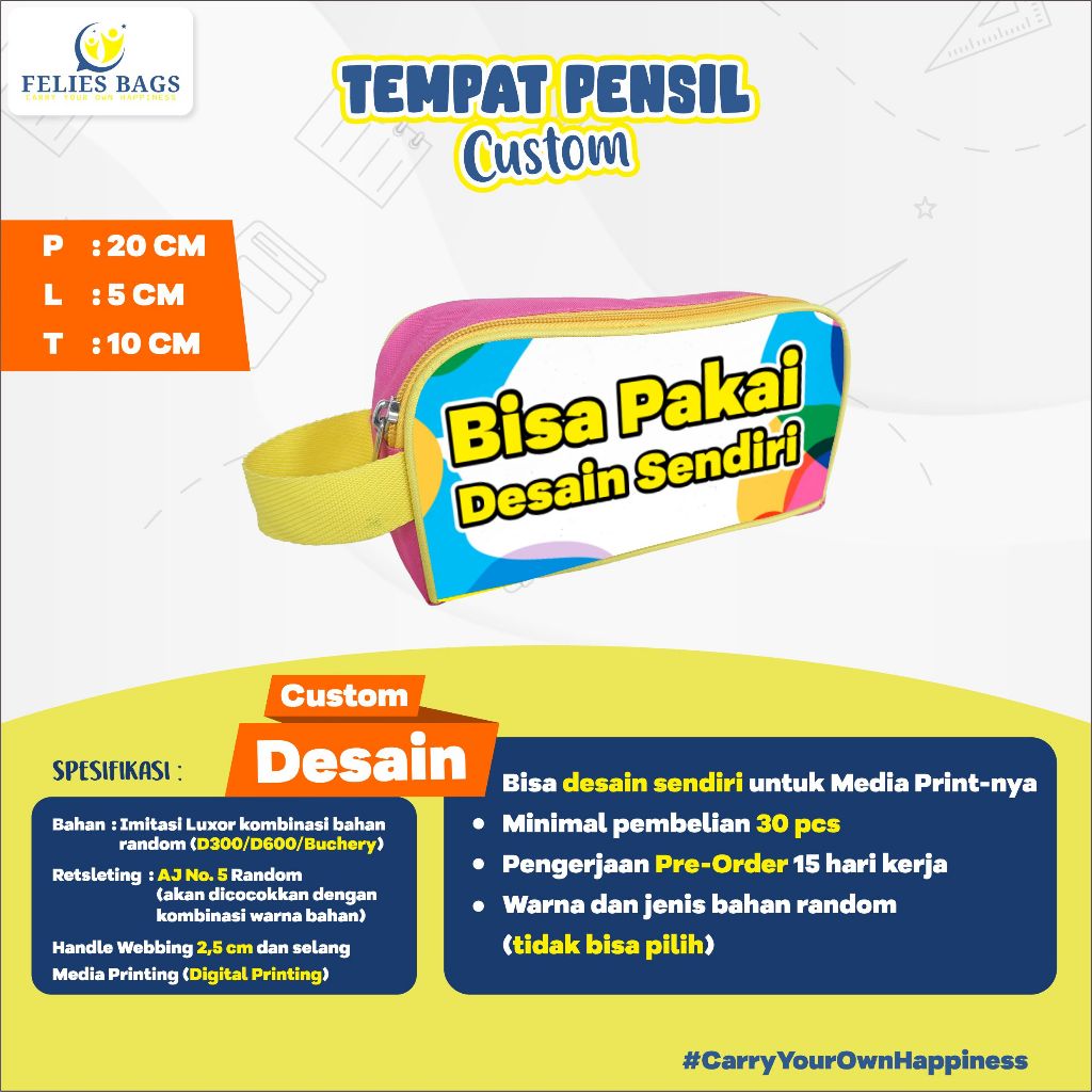 

Tempat Pensil Custom Karakter Lucu / Pencil Case / Kotak Pensil